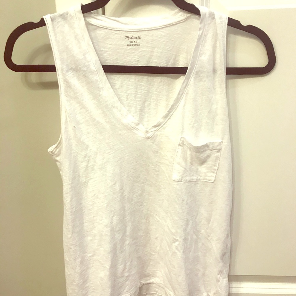 White XS Madewell Slub V neck Tank